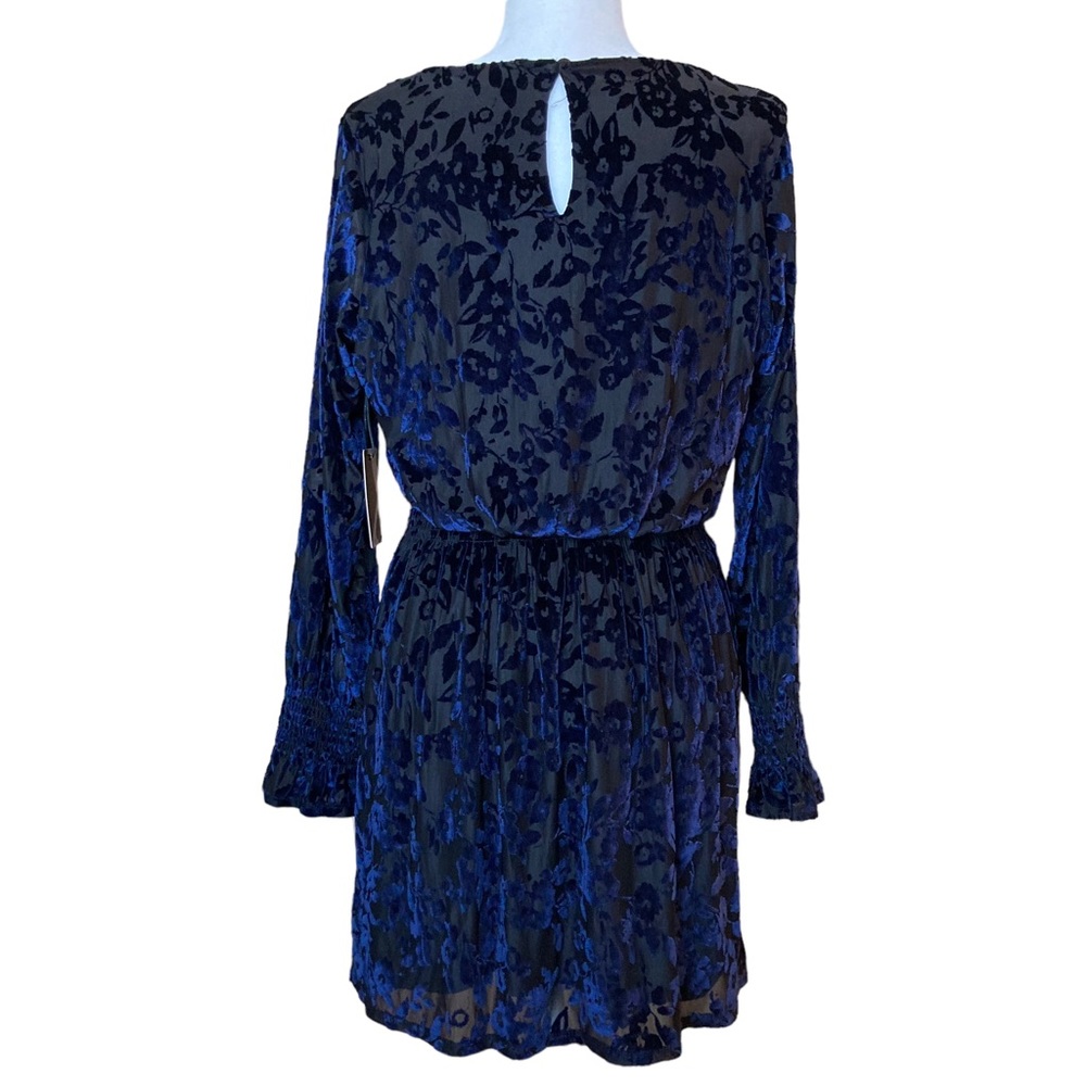 NWT gibson X Glam Women's black with blue velvet floral print dress, Sz M - Picture 13 of 17